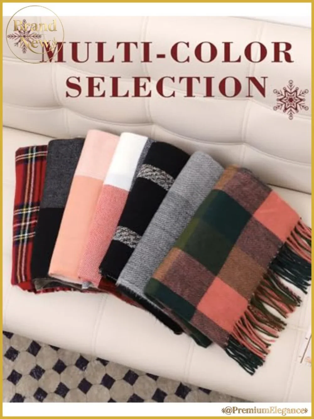 Plaid Tassel Winter Scarf Oversized Shawl Wrap Acrylic